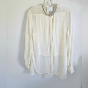 3.1 Phillip Lim Silk Beaded Cream Blouse